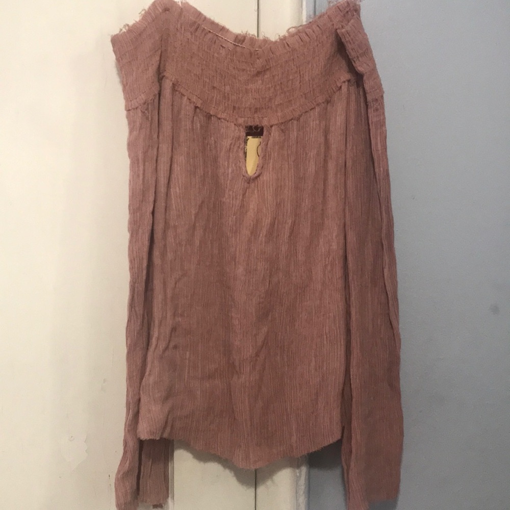 Vintage havana off the shoulder top